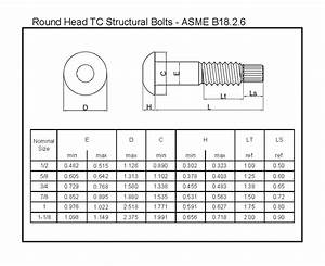 Round Head Tc Structural Bolts Asme B18 2 6 L W Fasteners Company