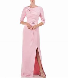  Unger Asymmetrical Neck Front Slit Pleated Bodice Gown Dillard 39 S