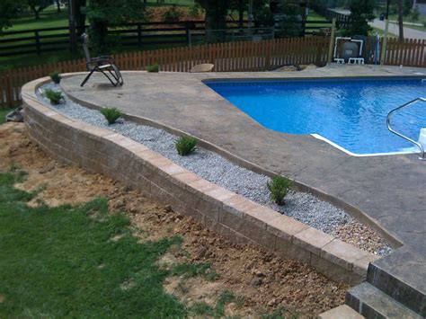 Inground Pool With Retaining Wall An Inground Liner Pool With A