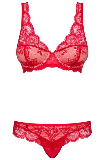 Obsessive Womens Sexy Lace Bra And Thong Set 853 Set 3 Red