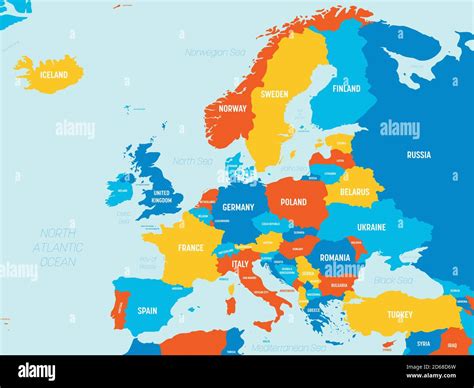 Europakarte 4 Helle Farbgebung Hoch Detaillierte Politische Karte Des Europäischen Kontinents
