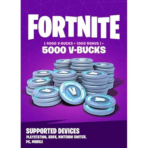 Fortnite 5000 V Bucks T Card Playstation Xbox Nintendo Switch 1728
