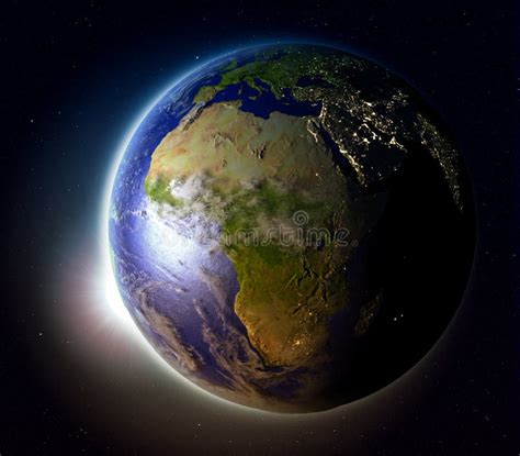 Africa From Space At Sunset Stock Illustration Illustration Of Space