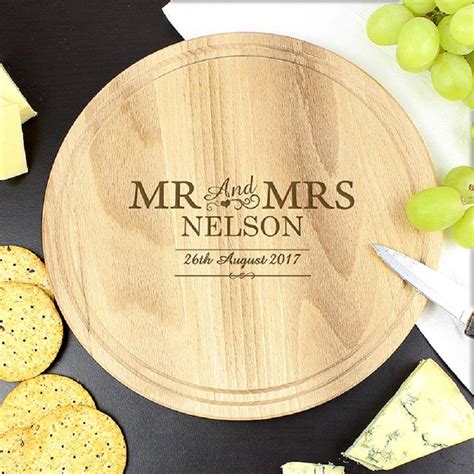 Mr And Mrs Personalised Round Chopping Board By Oli Zo