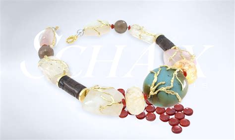Ethnic Necklace Turquoise Red Corals Citrines Kunzites Engraved