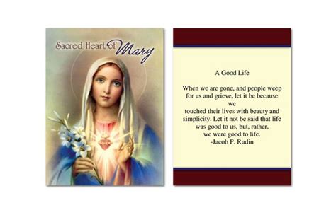 The Sacred Heart Of Mary Funeral Prayer Card Is Perfect For Honoring