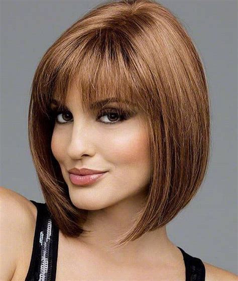 Bobs Hairstyle For Woman Over 50 With Bangs Medium Short