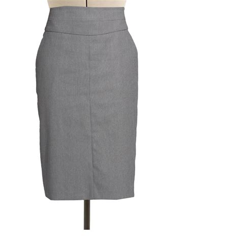 Grey High Waisted Wool Blend Pencil Skirt Custom Fit Handmade Fully