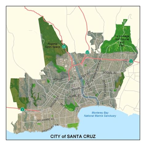 Santa Cruz City Limits Map Santa Cruz California Mappery