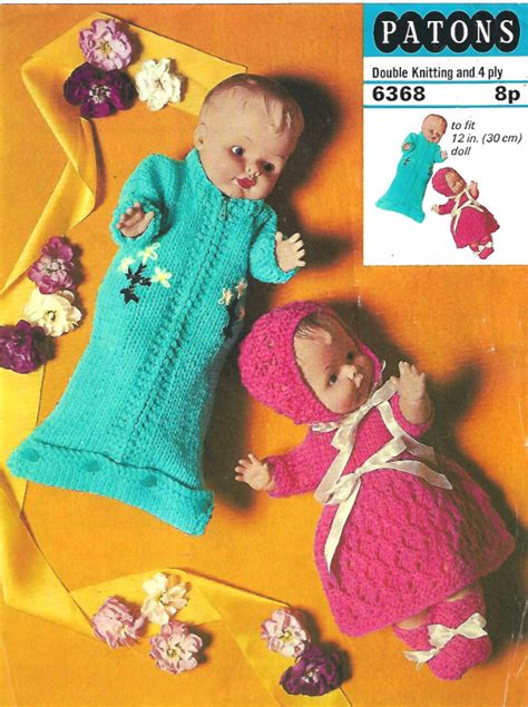 Patons 6368 Vintage Dollpremature Baby Knitting Pattern