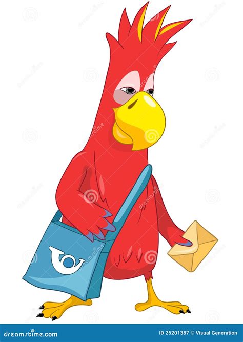 Funny Parrot Postman Stock Vector Illustration Of Poll 25201387