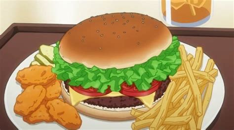 Anime Burger And Sides Cute Food Art Japanese Food Illustration
