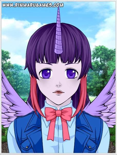 An Anime Character With Purple Hair And A Pink Bow Tie