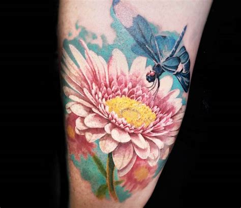 Flower With Dragonfly Tattoo By Adrian Ciercoles Photo 19237