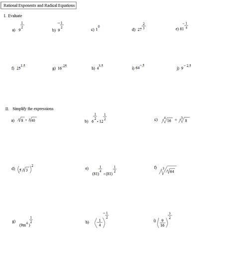 11 Best Images Of Exponents Worksheets With Answer Key