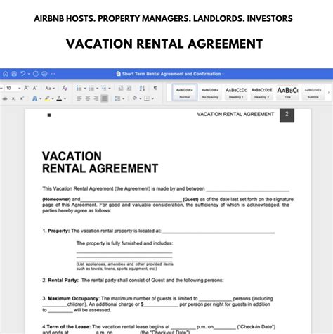 Airbnb Vrbo Rental Agreement Booking Confirmation Form Vacation Rental