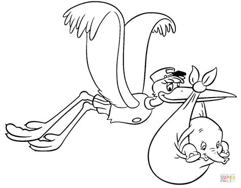 Junior (andy samberg), the company's top delivery stork, is about to be promoted when he accidentally activates the baby making machine. Mr. Stork Delivers Baby Dumbo coloring page | Free ...