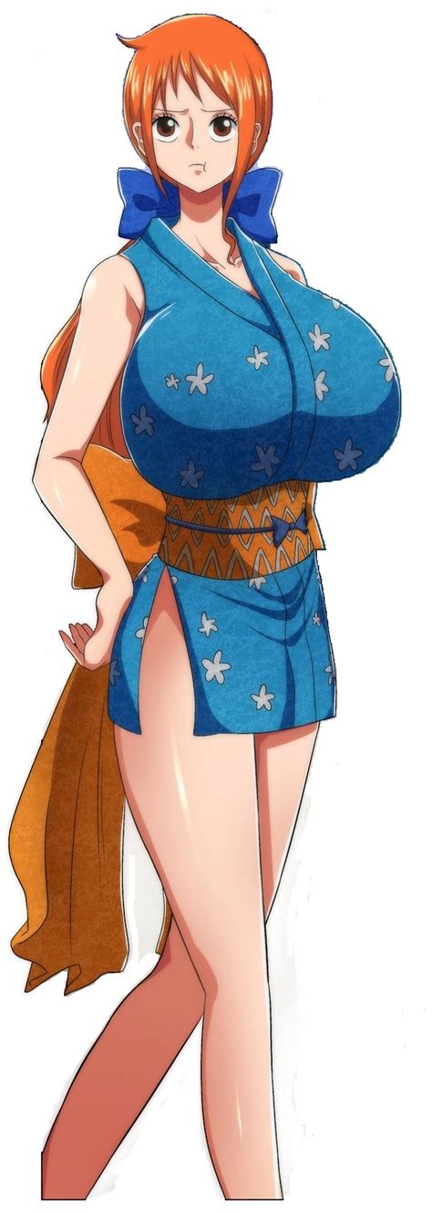 Nami One Piece One Piece Highres 1girl Bare Shoulders Breasts Huge Breasts Long Hair
