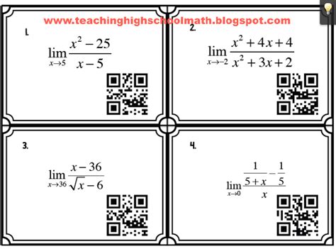 Calculates the limit of a function as it approaches a given value. Teaching High School Math: Fun Calculus Activities for Limits