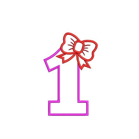 Bow With Number 1 Applique Machine Embroidery Design Number 1 Birthday