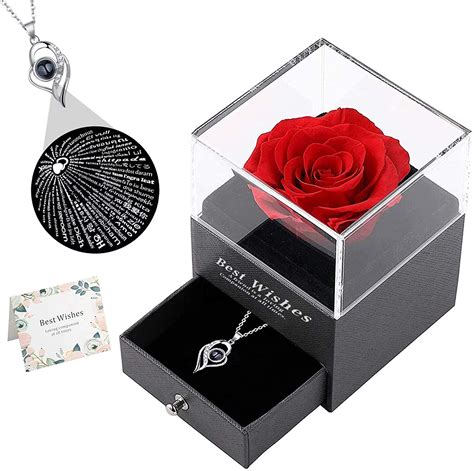 Kandice Real Preserved Rose Eternal Rose T Box With Rose Necklace