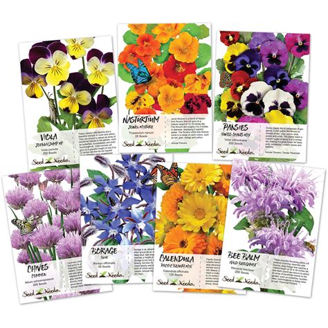 Collection Of 7 Edible Wildflower Seed Packets 7 Individual Packets