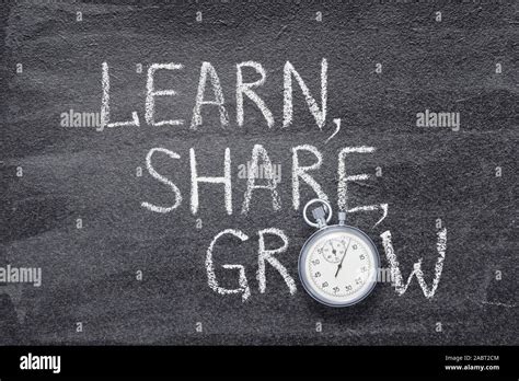 Learn Share Grow Words Written On Chalkboard With Vintage Precise