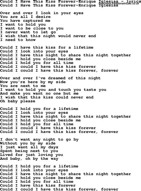 love song lyrics for could i have this kiss forever enrique iglesias