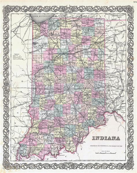 Large Detailed Old Administrative Map Of Indiana State