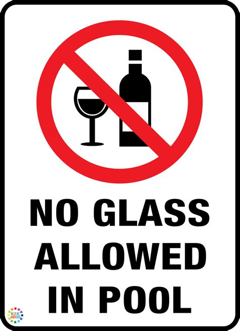 No Glass Allowed In Pool K2k Signs