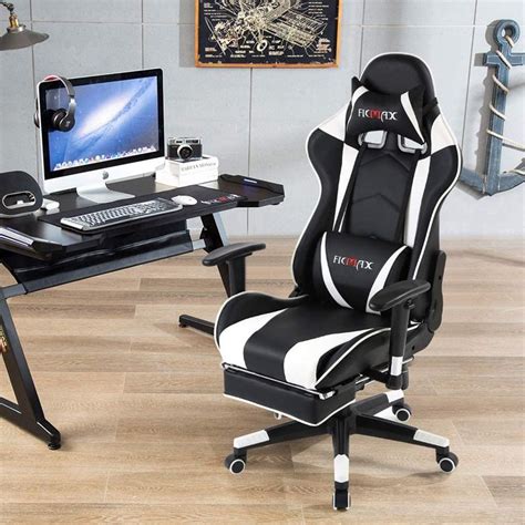 Ficmax Massage Gaming Chair Ergonomic Gamer Chair With Footrest