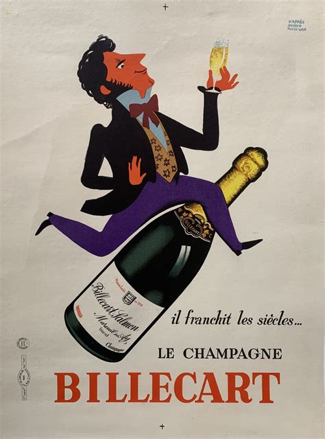 Herve Morvan Billecart Original Vintage Poster Champagne Linen Backed