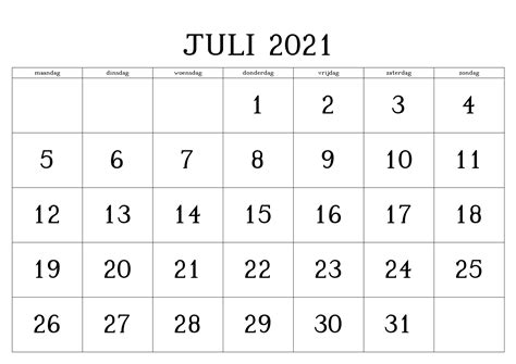 Kalender 2021 Juli Zum Ausdrucken