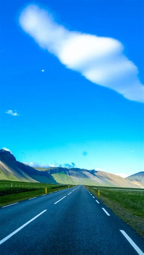 Road Marking Mountains Sky Wallpaper 1080x1920