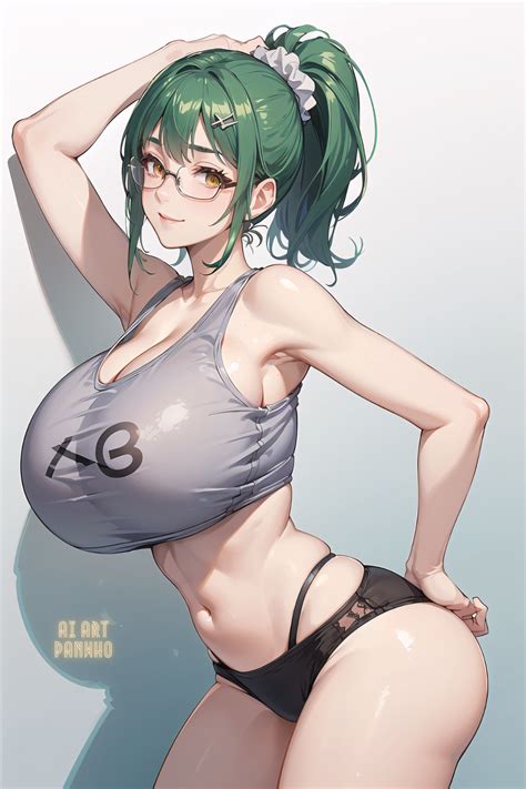 Rule 34 1girls 2023 Ai Art Panwho Ai Generated Breasts Female Glasses Green Hair Hi Res Hips