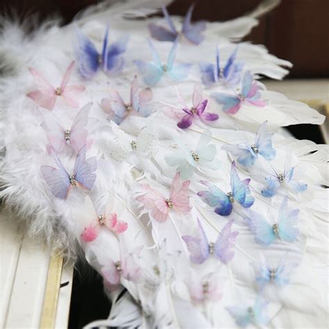 10pc Multicolor Organza Butterfly With Rhinestone Lace Etsy