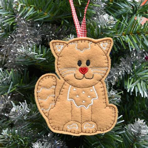 Felt Gingerbread Cat Ornament The Best Christmas Ornaments At Etsy