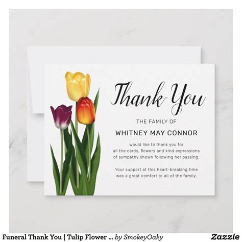 Funeral Thank You Tulip Flower Memorial Zazzle Com Funeral Thank