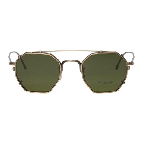 Oliver Peoples Rubber Gold And Green Assouline Frame Edition Octagon