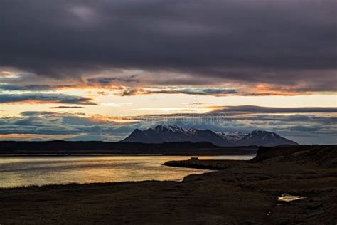 Mountains And Ocean At Sunrise In Vatnsnes Peninsula Iceland Stock