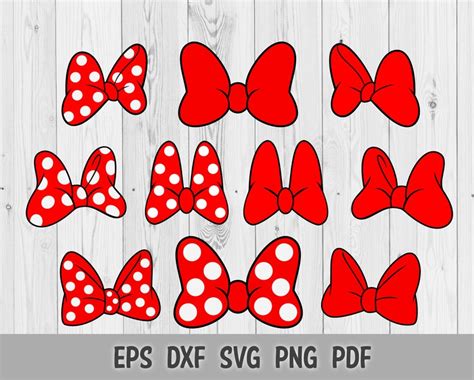 Svg Png Dxf Minnie Mouse Red Polka Dot Bow Disney Layered Cut Etsy