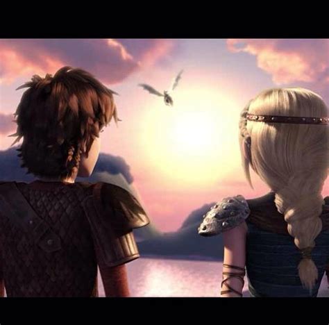 Hiccup And Astrid Watch As Heather And Windshear Fly Off Into The