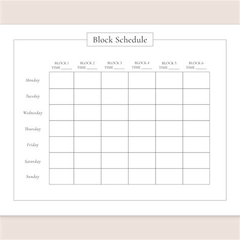 Block Schedule Printable Daily Planning Printable Schedule Etsy