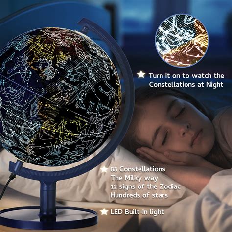Sj Smart Globe With Interactive App And Led Illuminated Constellations At