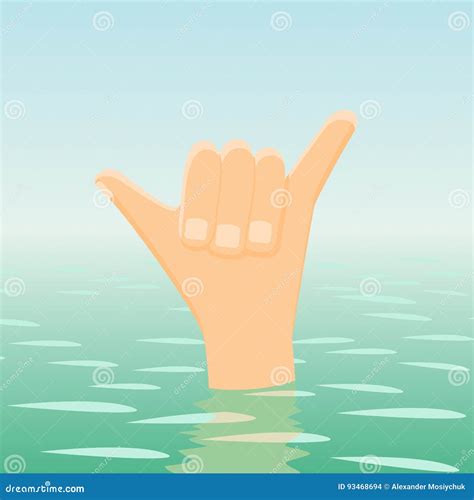 Surfing Shaka Hand Sign Stock Vector Illustration Of Wave 93468694