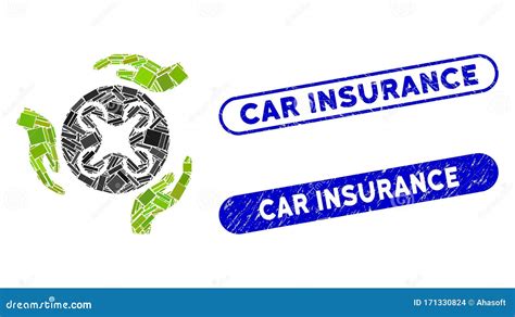 Rectangle Collage Air Copter Care Hands With Textured Car Insurance