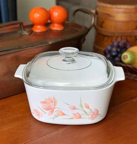 Corning Ware Covered Casserole Floral Pattern Corning Ware Peach Floral 3 L Casserole W New