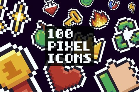 100 Pixel Icons Outline Icons ~ Creative Market
