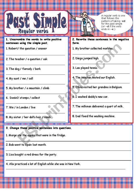 A Worksheet To Revise The Past Simple Of Regular And Irregular Verbs