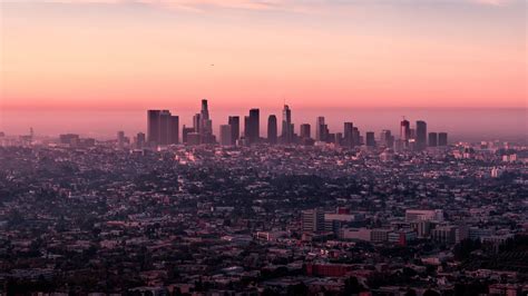 Los Angeles Skyline At Dusk Wallpaper Backiee